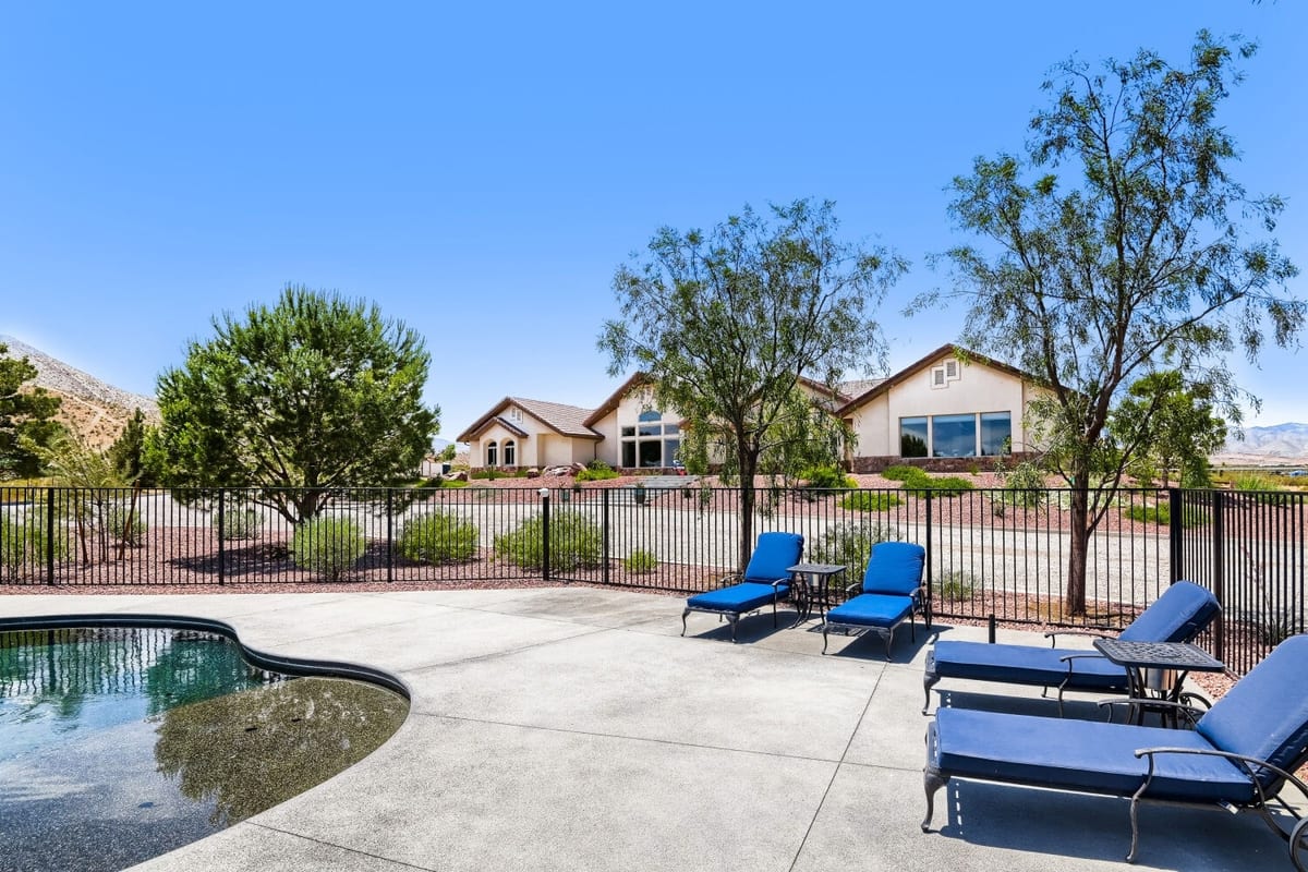 Luxury pool and outdoor living area at Rancho Tortuga Estate