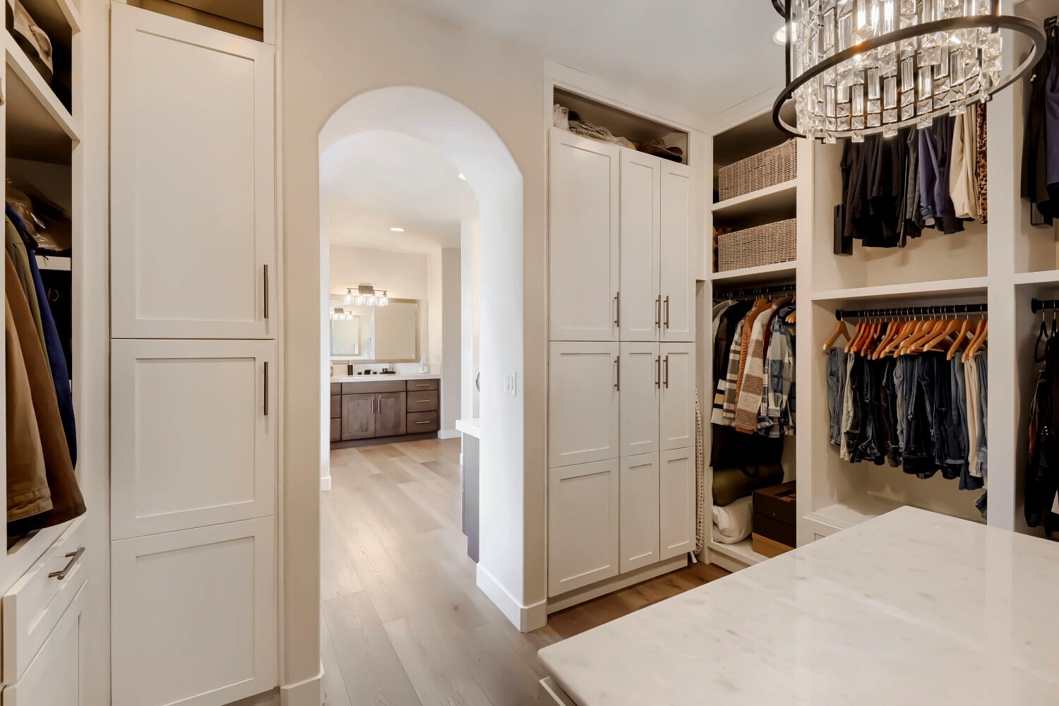 Custom walk-in closet with full organization system