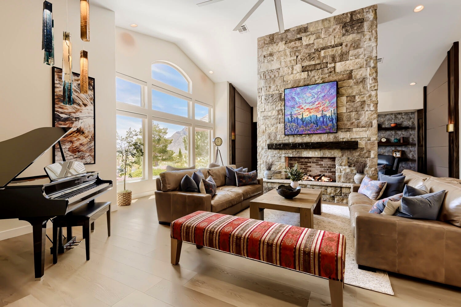 Living room with fireplace