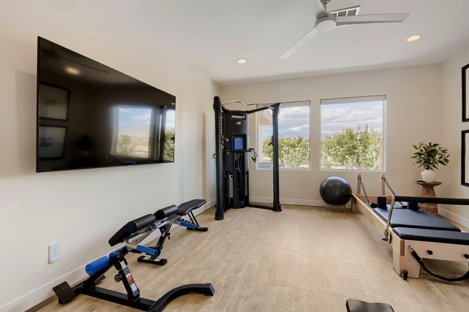 Modern home gym with exercise equipment