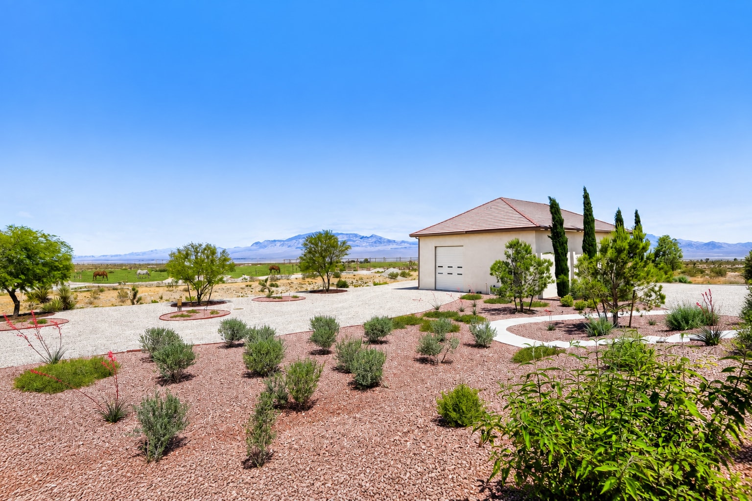 Desert ranch fencing with mountain backdrop