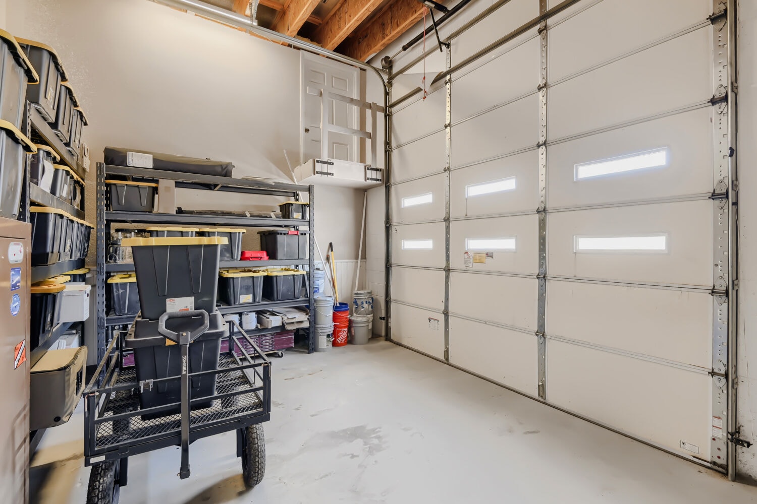 Luxury motorhome stored in RV garage